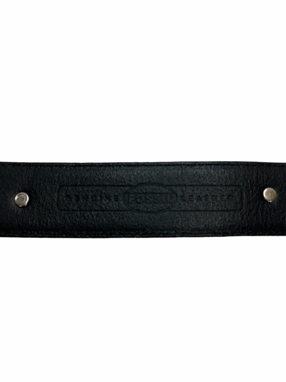 Fossil Genuine Leather Black Belt Heart Rectangle Concho Silver Medallion BT7713 - Picture 9 of 11